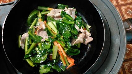 Stir-fried vegetables of Komatsuna